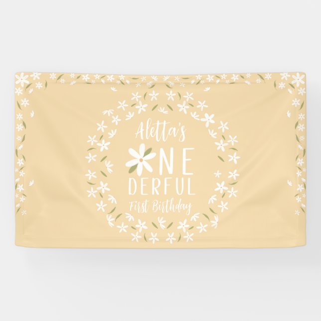 Isn't She Onederful Yellow Daisy Birthday Banner (Horizontal)