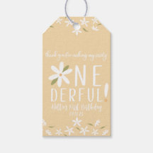 Isn't She Onederful Yellow Daisy Favour Tags