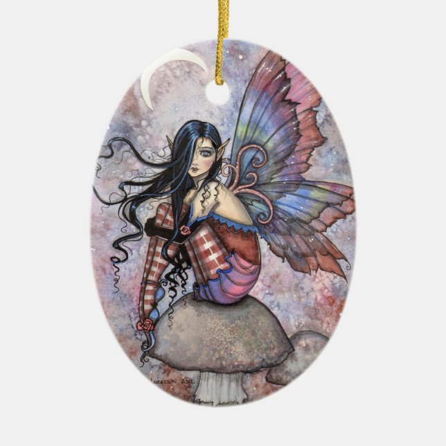 Isobel the Introvert Fairy Fantasy Art Ceramic Tree Decoration (Front)