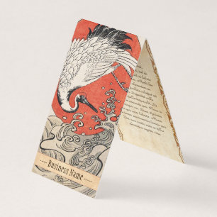 Isoda Koryusai Crane Waves and rising sun Business Business Card