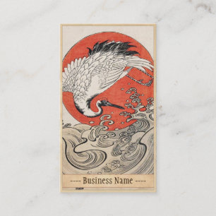 Isoda Koryusai Crane Waves and rising sun Business Card