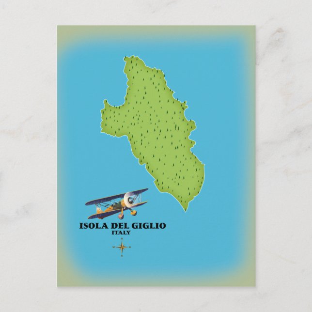 Isola del Giglio Italy map Postcard (Front)