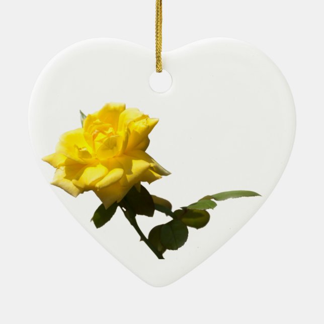 Isolate Yellow rose Ceramic Tree Decoration (Back)
