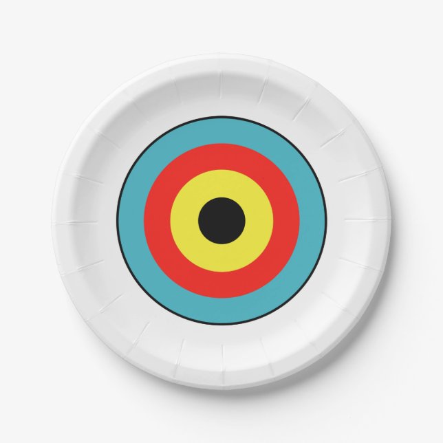 Isolated Archery Target Paper Plate (Front)
