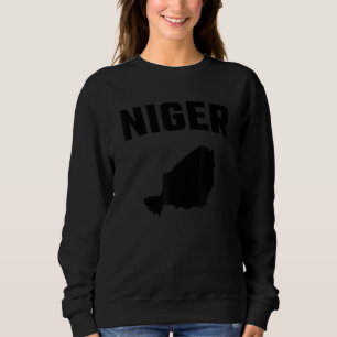 Isolated black silhouette of a map of Niger Sweatshirt