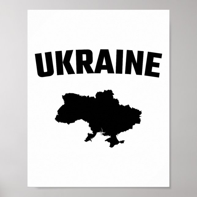 Isolated Black Silhouette Of A Map Of Ukraine  Poster (Front)