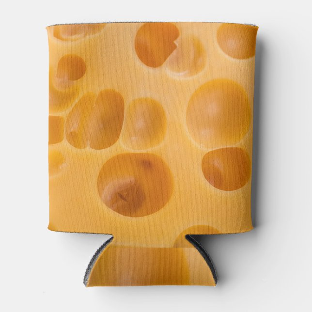 Isolated cheese piece, lovely design can cooler (Front)