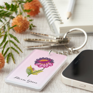 Isolated flower key ring