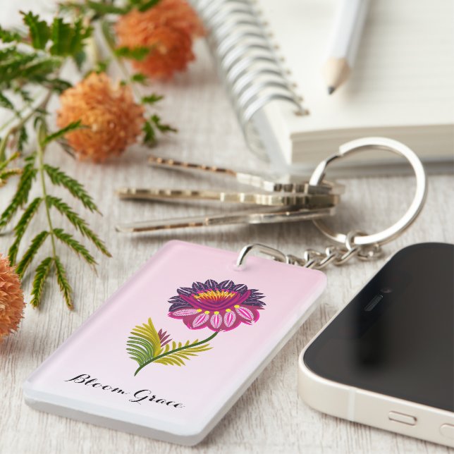 Isolated flower key ring (Front Right)
