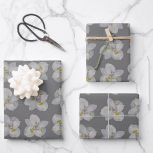 Isolated iris white flower motif seamless pattern wrapping paper sheet