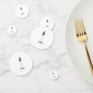 Isolated Lighthouse Line Drawing Confetti