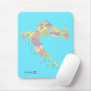 Isolated Map of Croatia Regions Mouse Mat