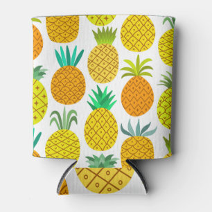 Isolated Pineapple: Vintage Seamless Pattern. Can Cooler