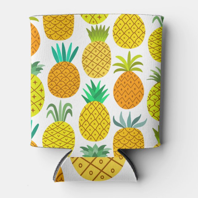 Isolated Pineapple: Vintage Seamless Pattern. Can Cooler (Front)