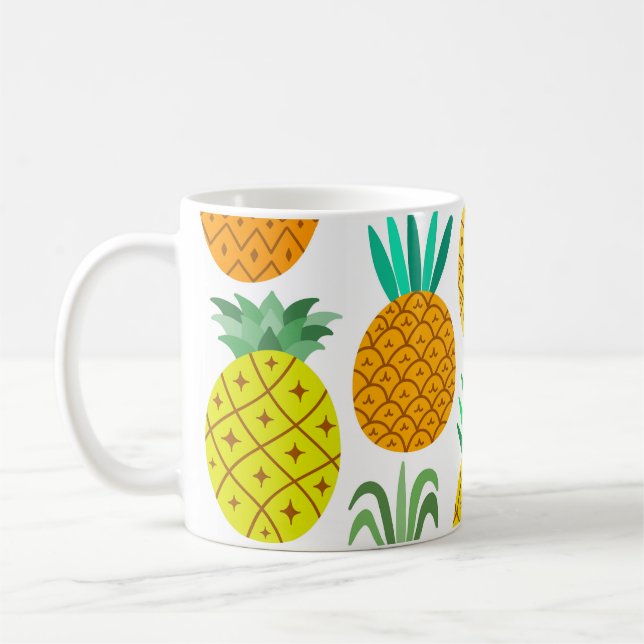 Isolated Pineapple: Vintage Seamless Pattern. Coffee Mug (Left)