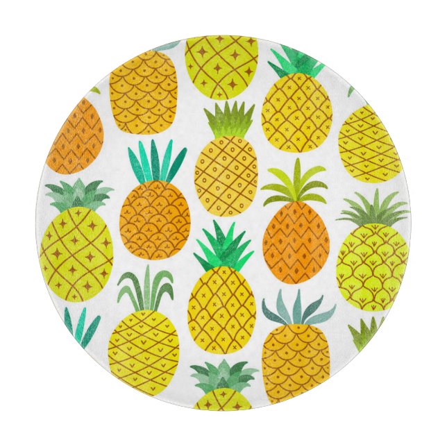 Isolated Pineapple: Vintage Seamless Pattern. Cutting Board (Front)