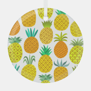 Isolated Pineapple: Vintage Seamless Pattern. Glass Tree Decoration