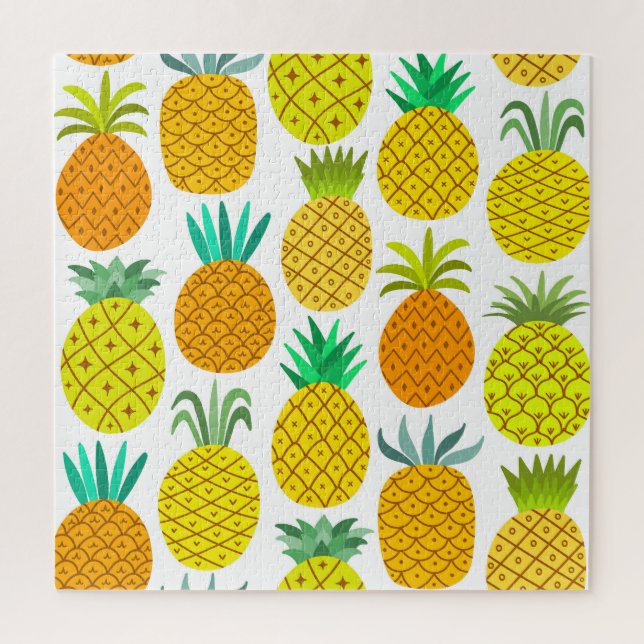 Isolated Pineapple: Vintage Seamless Pattern. Jigsaw Puzzle (Vertical)