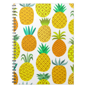 Isolated Pineapple: Vintage Seamless Pattern. Notebook