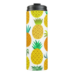 Isolated Pineapple: Vintage Seamless Pattern. Thermal Tumbler