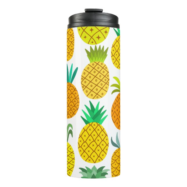 Isolated Pineapple: Vintage Seamless Pattern. Thermal Tumbler (Front)