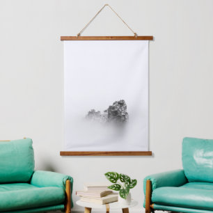 Isolated rock in a mist of sea hanging tapestry