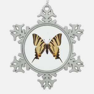 Isolated Scarce Swallowtail butterfly Snowflake Pewter Christmas Ornament