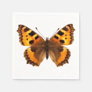 Isolated small tortoiseshell butterfly napkin