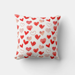 Isolated watercolor illustrated red love hearts pa cushion