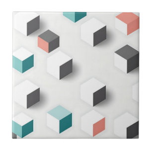 Isometric 3D Cubes Geometric Abstract Pattern Tile