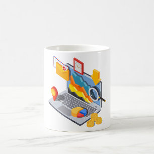 Isometric Business Data Analytics Laptop Coffee Mug