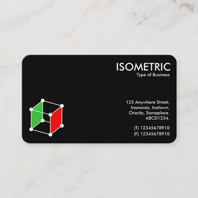 Isometric Cube Motif  v2 - Black/White Business Card (Front)
