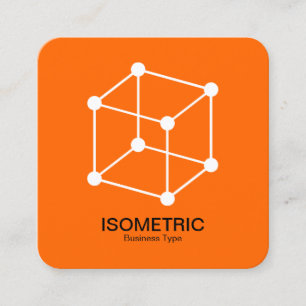 Isometric Cube -  White and Black on Orange Square Business Card