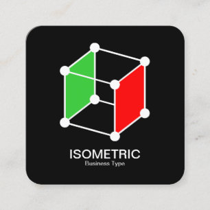 Isometric Cube -  White, Green and Red on Black Square Business Card