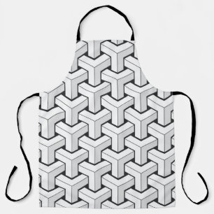 Isometric Cubes Black White Pattern Apron