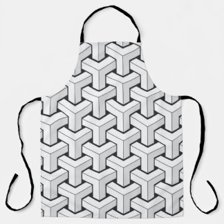 Isometric Cubes Black White Pattern Apron