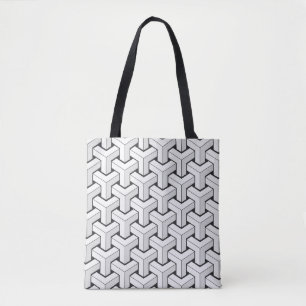 Isometric Cubes Black White Pattern Tote Bag