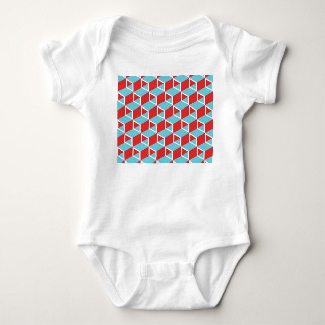 Isometric Cubes: Colourful Vintage Background. Baby Bodysuit (Front)