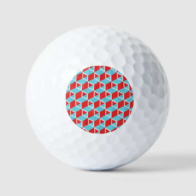Isometric Cubes: Colourful Vintage Background. Golf Balls (Front)