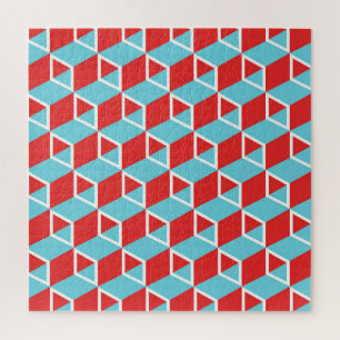 Isometric Cubes: Colourful Vintage Background. Jigsaw Puzzle