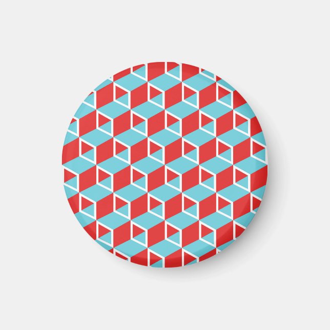 Isometric Cubes: Colourful Vintage Background. Magnet (Front)