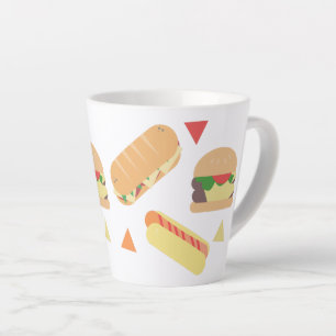Isometric Fast Food Mix Restaurant Burger Hot Dog Latte Mug