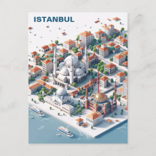 Isometric Istanbul Travel Postcard