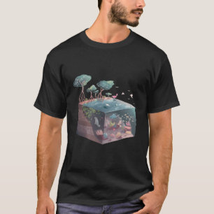 Isometric Mangrove Coral Reef Swamp Ecosystem Flor T-Shirt