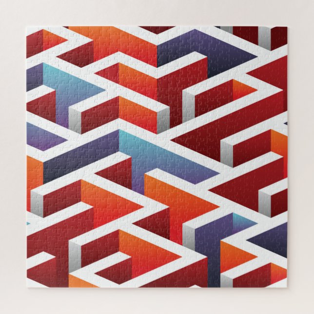 Isometric maze: abstract seamless pattern jigsaw puzzle (Vertical)