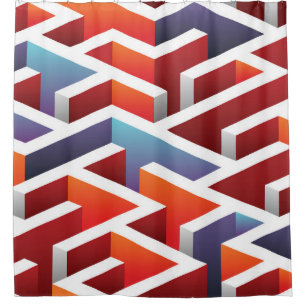 Isometric maze: abstract seamless pattern shower curtain