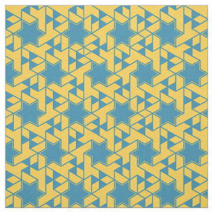 Isometric Star Hexagon Pattern - Yellow and Teal Fabric