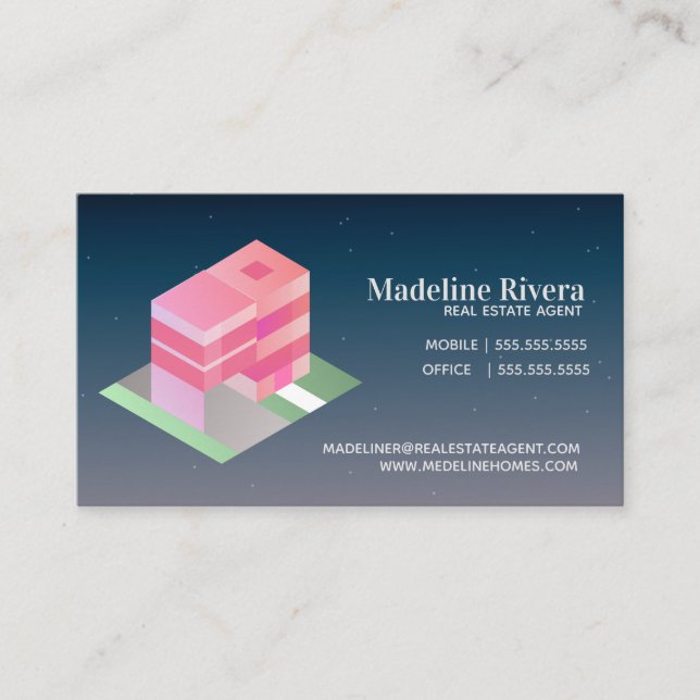 Isometrical Real Estate Agent Home Business Card (Front)
