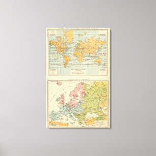 Isothermal, winds Religions Europe Canvas Print
