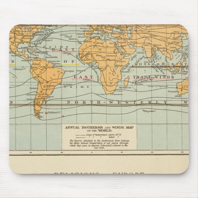 Isothermal, winds Religions Europe Mouse Mat (Front)